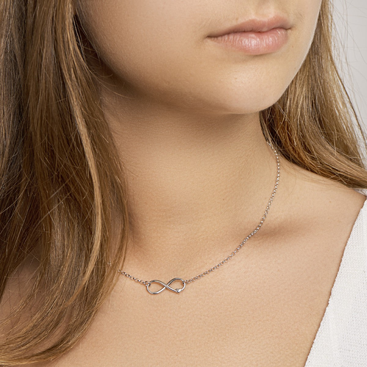 zilver gerhodineerd collier infinity en hart 40 + 4 cm 1320228 - PansiteNederland.nl