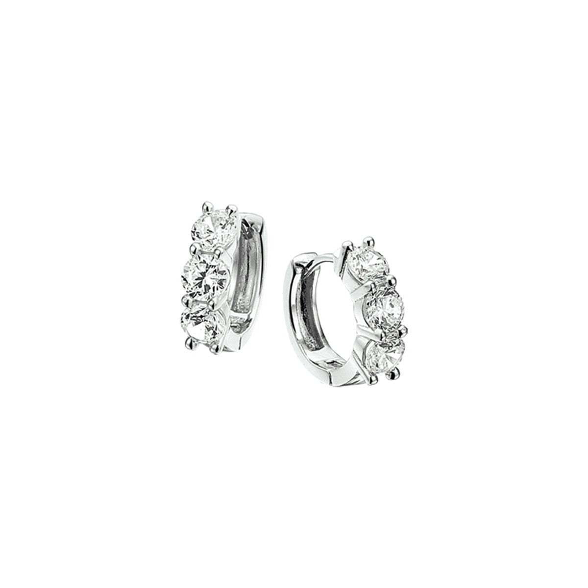 Zilver Gerhodineerd Klapoorringen Zirkonia 1320238