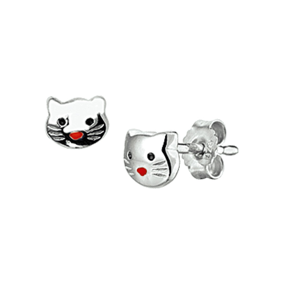 Zilver Gerhodineerd Oorknoppen Poes 1320688 - PansiteNederland.nl