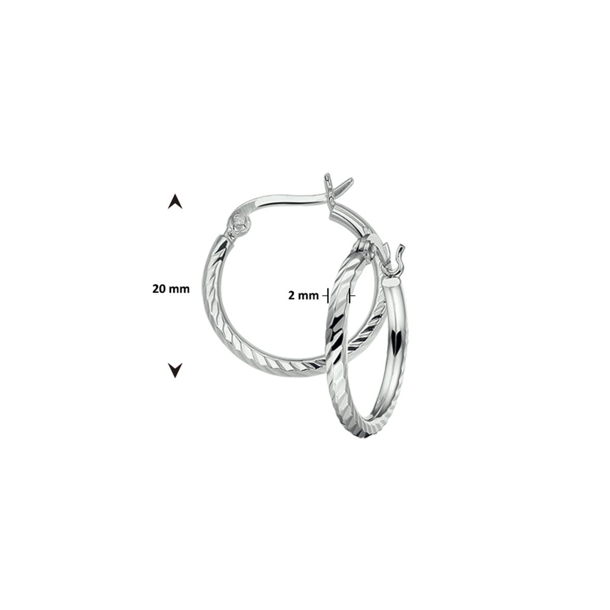 Zilver Gerhodineerd Oorringen Gediamanteerd 1320753 - PansiteNederland.nl
