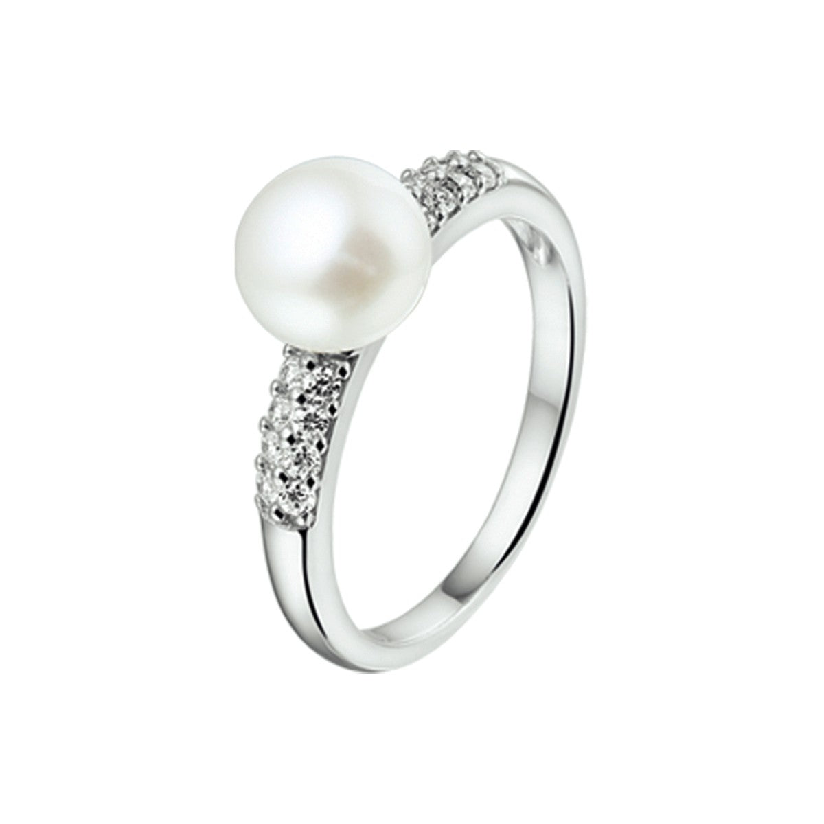 Gerhodineerd Zilver Ring Parel En Met Zirkonia 1321096 - PansiteNederland.nl