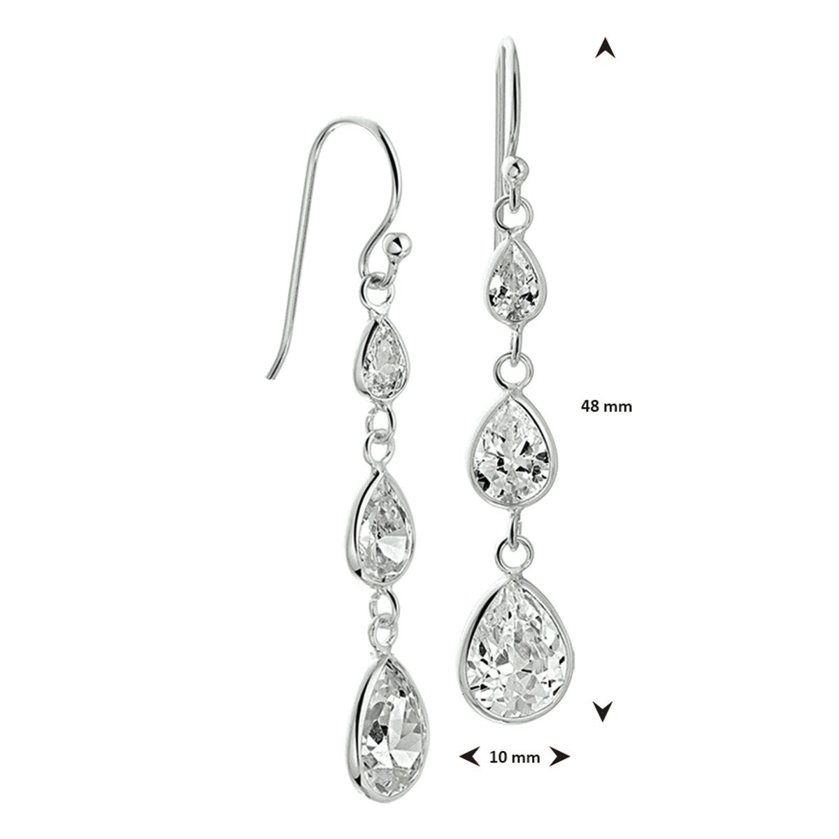 Zilver Gerhodineerd Oorhangers Zirkonia Franse Haak 1321196 - PansiteNederland.nl