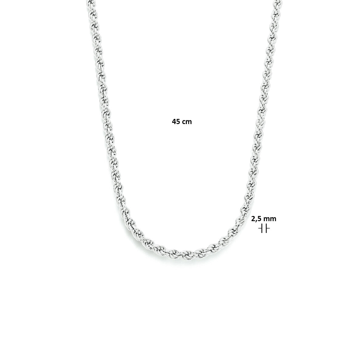 Zilver Gerhodineerd Collier Koord 2,5 mm 1321810 - PansiteNederland.nl