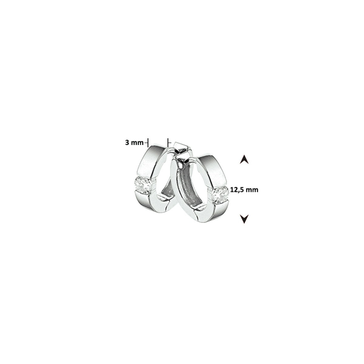 Zilver Gerhodineerd Klapoorringen Zirkonia 1322191 - PansiteNederland.nl