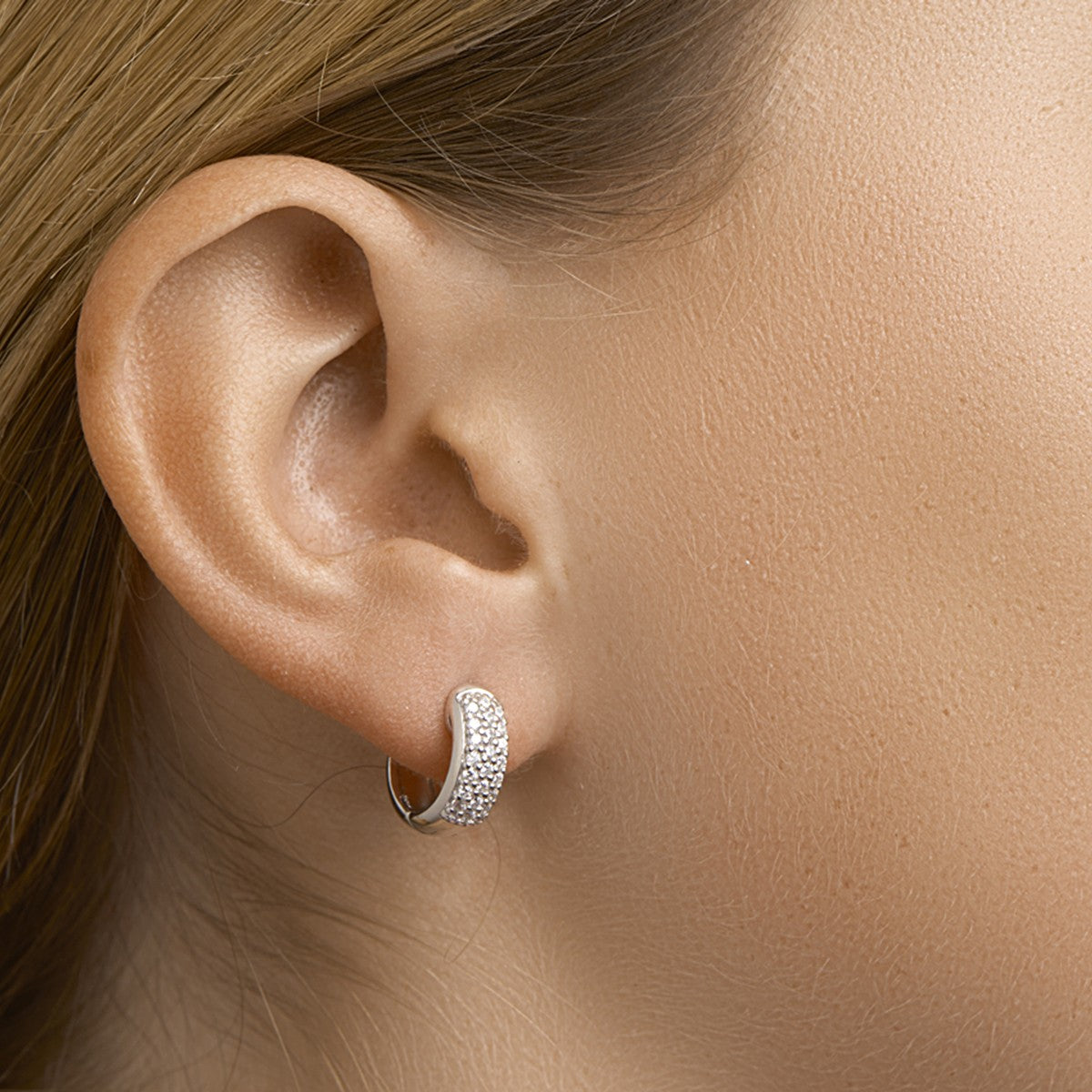 Zilver Gerhodineerd Klapoorringen Zirkonia 1322444 - PansiteNederland.nl