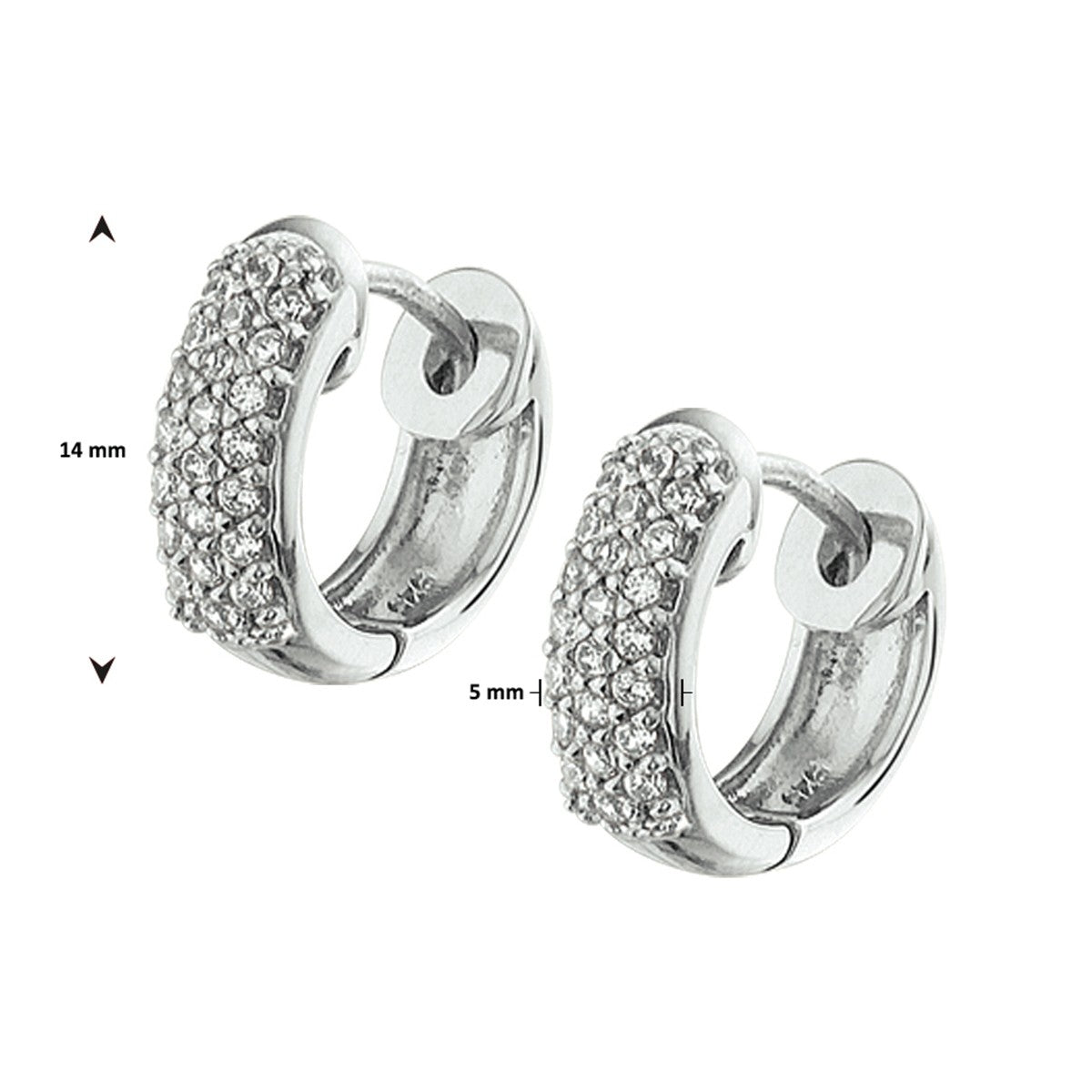 Zilver Gerhodineerd Klapoorringen Zirkonia 1322444 - PansiteNederland.nl