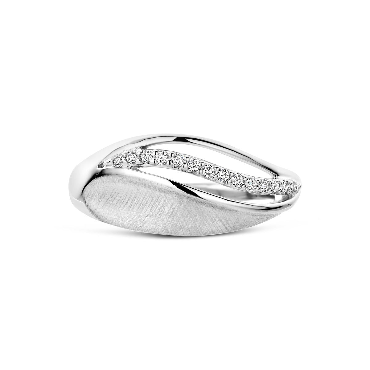 Ring gescratcht poli/mat zirkonia zilver