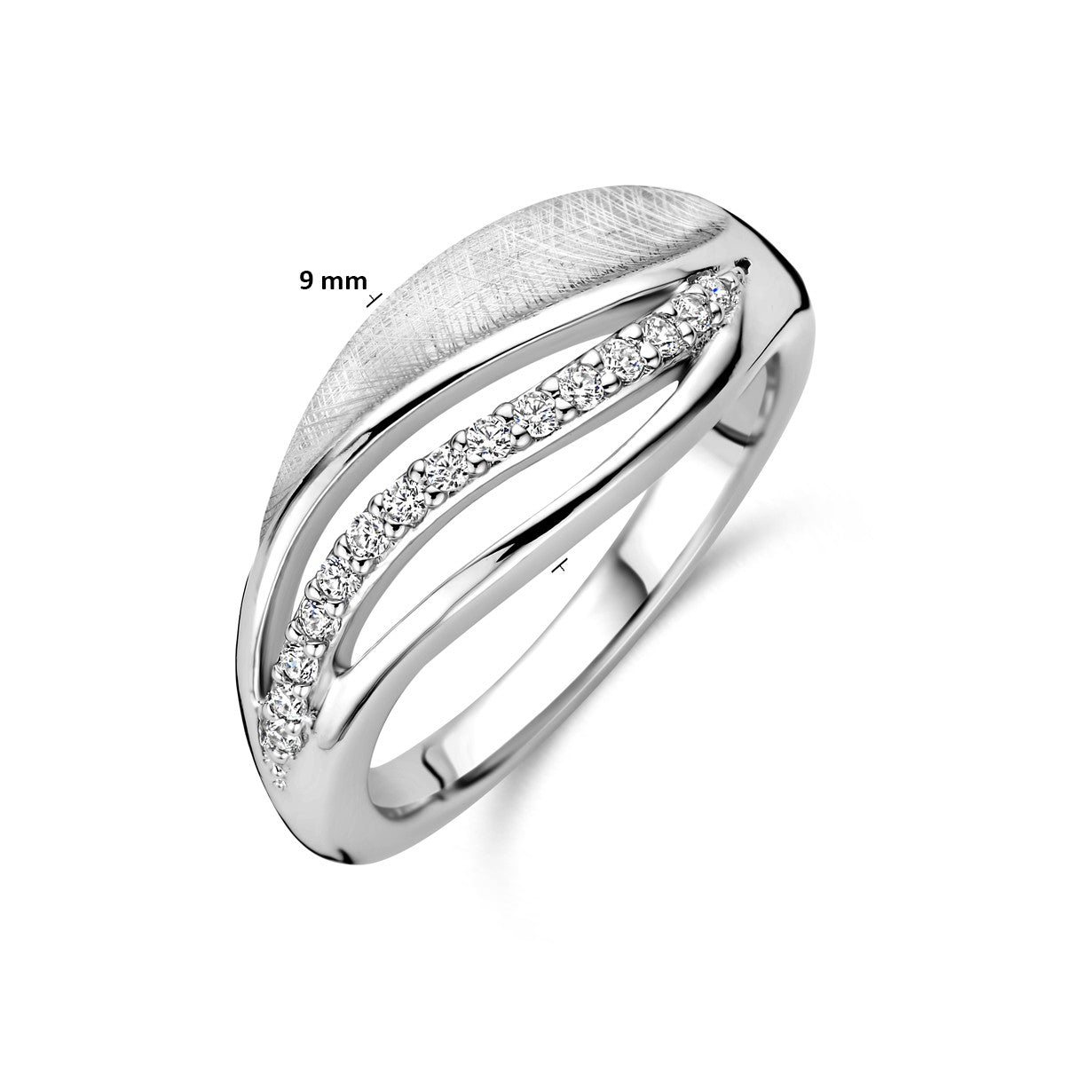 Ring gescratcht poli/mat zirkonia zilver