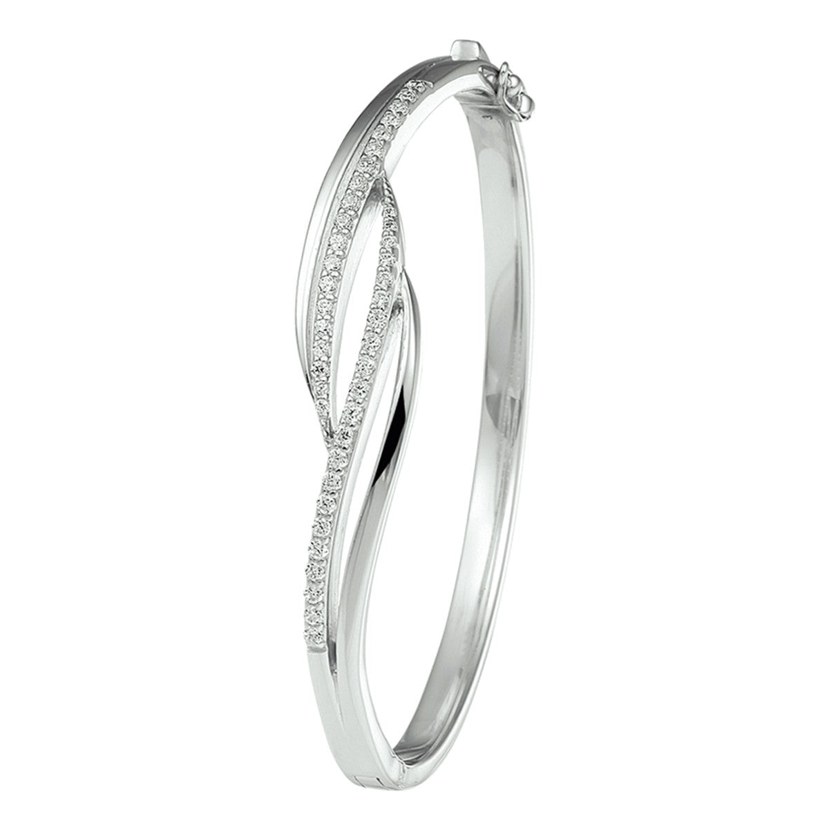 Zilver Gerhodineerd Bangle Scharnier Zirkonia 11 X 60 Mm 1322625 - PansiteNederland.nl