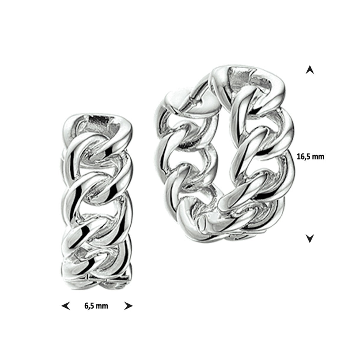 Zilveren klapoorringen gourmet 16,5 x 6,5 mm 1322900 - PansiteNederland.nl