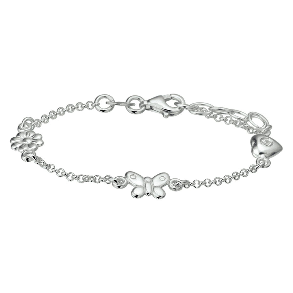Zilveren gerhodineerd Armband diverse bedels 13 + 2 cm - PSN1322940