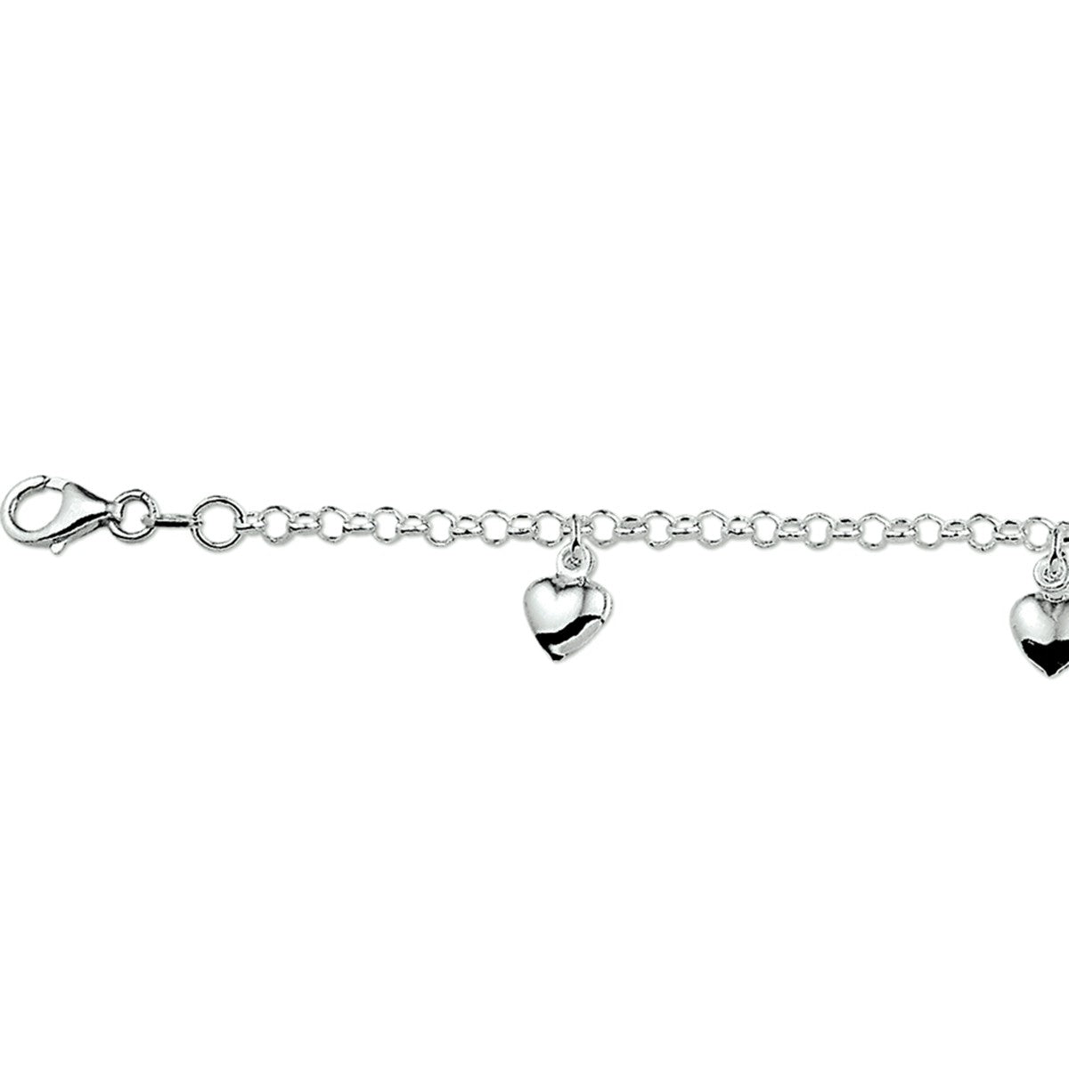 ZIlveren Gerhodineerde Armband hartjes 15 cm - PSN1321791