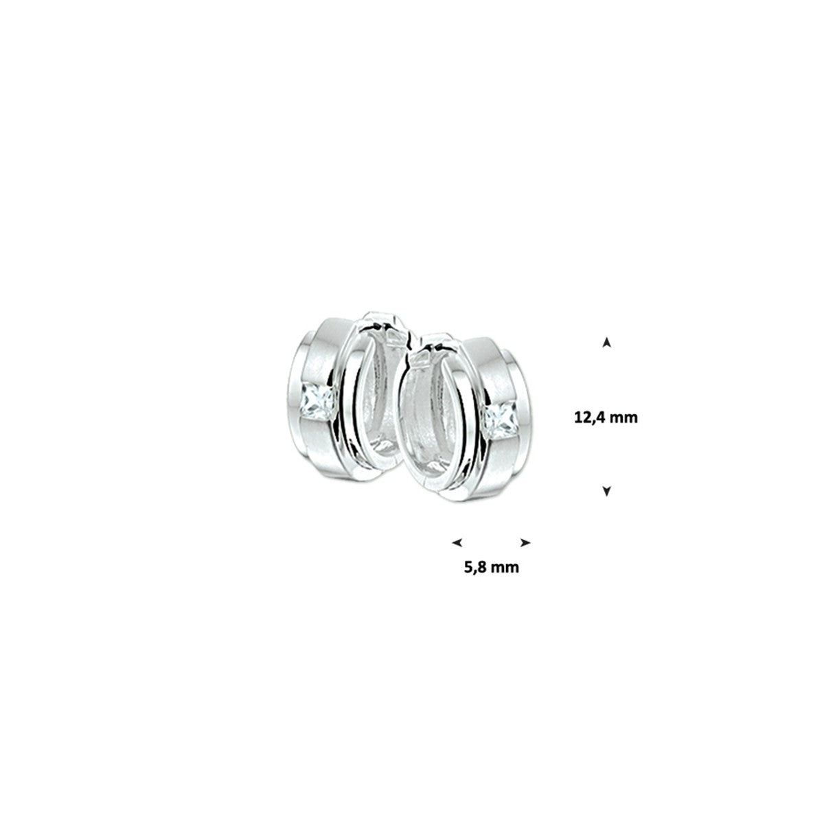 Zilveren Klapoorringen zirkonia poli-mat - 1322948