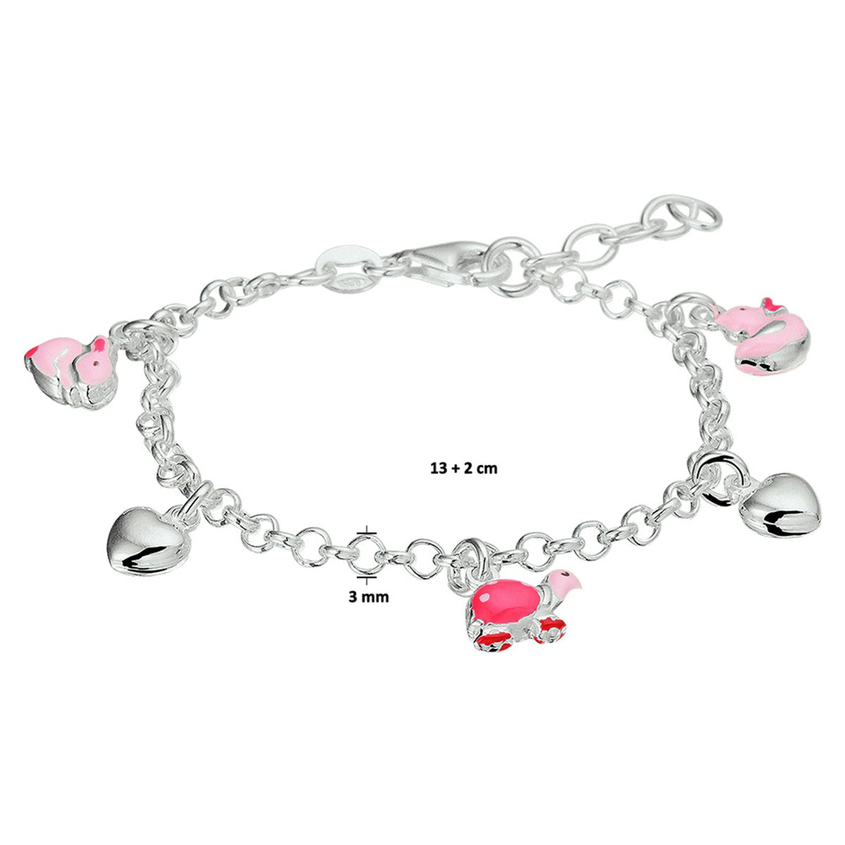 Zilver Gerhodineerd hart en dieren 13 + 2 cm - 1322954