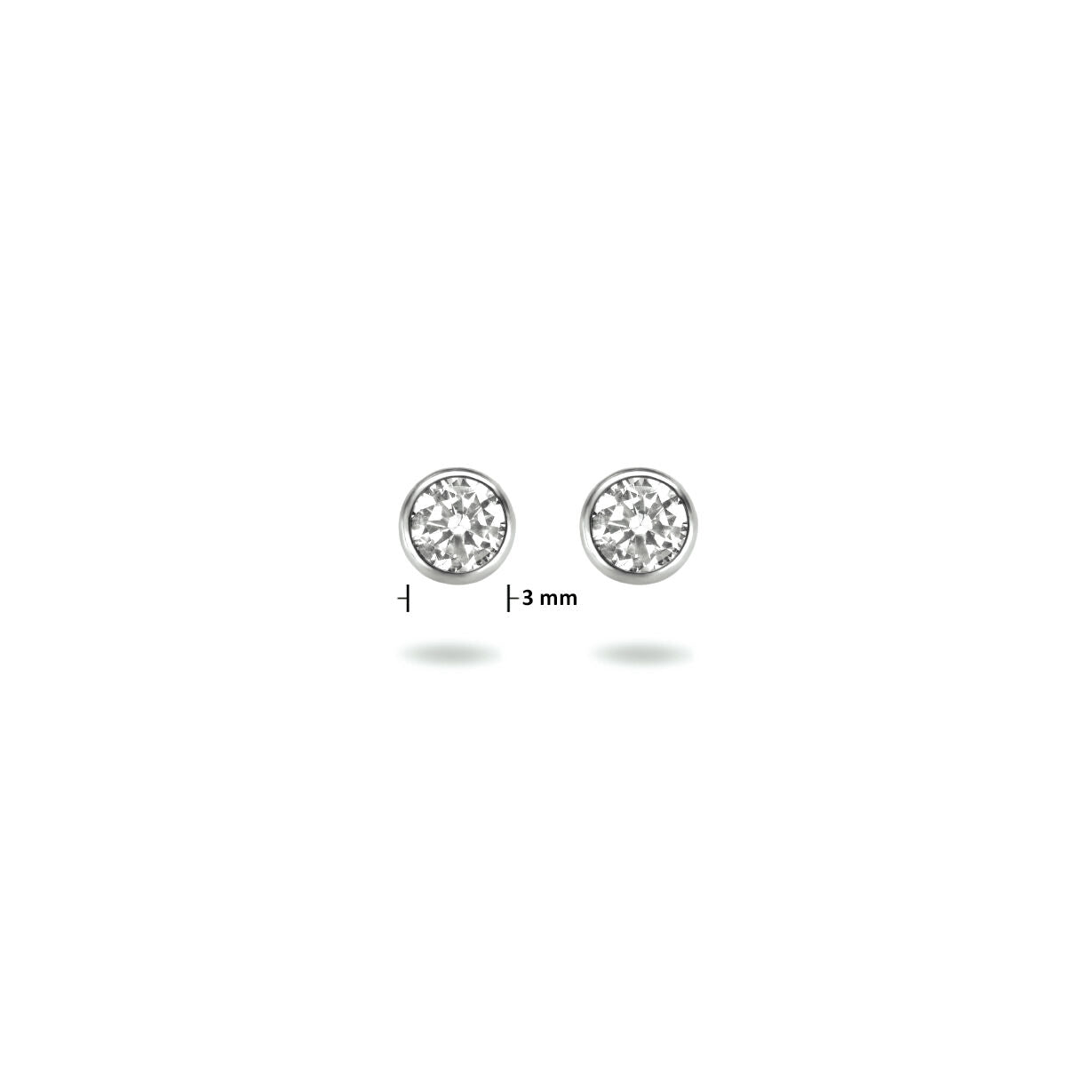 Zilveren Gerhodineerde  Oorknoppen zirkonia 3mm - PSN1323070