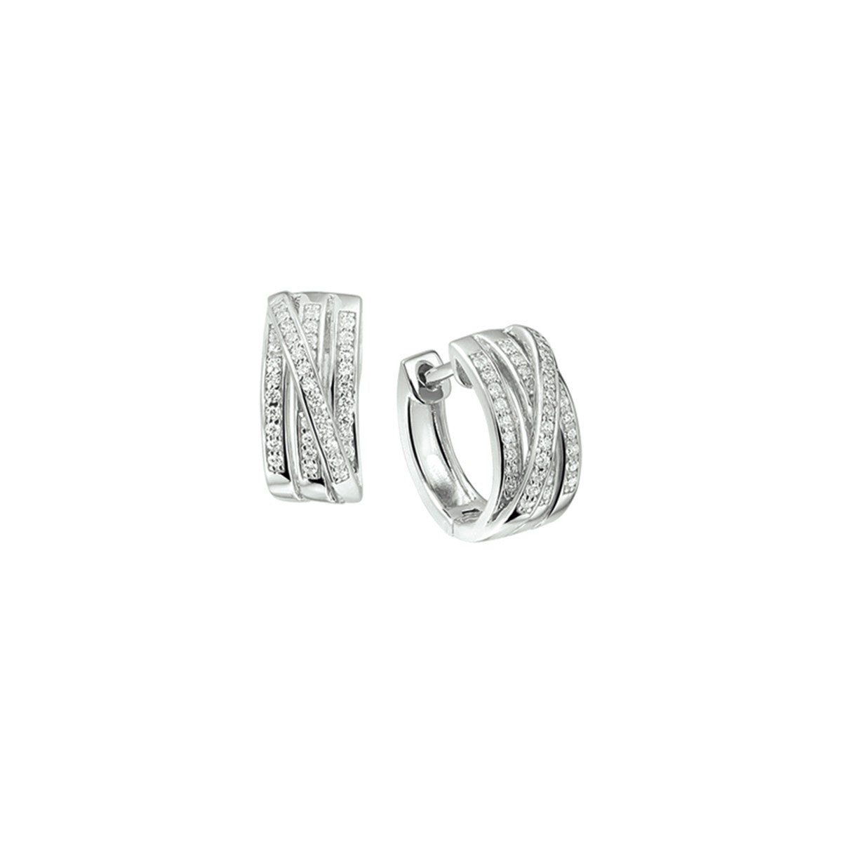 Zilver Gerhodineerd Klapoorringen Zirkonia 1323094