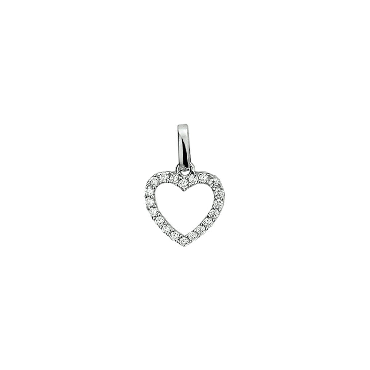 zilver gerhodineerd hanger hart zirkonia 1323279 - PansiteNederland.nl