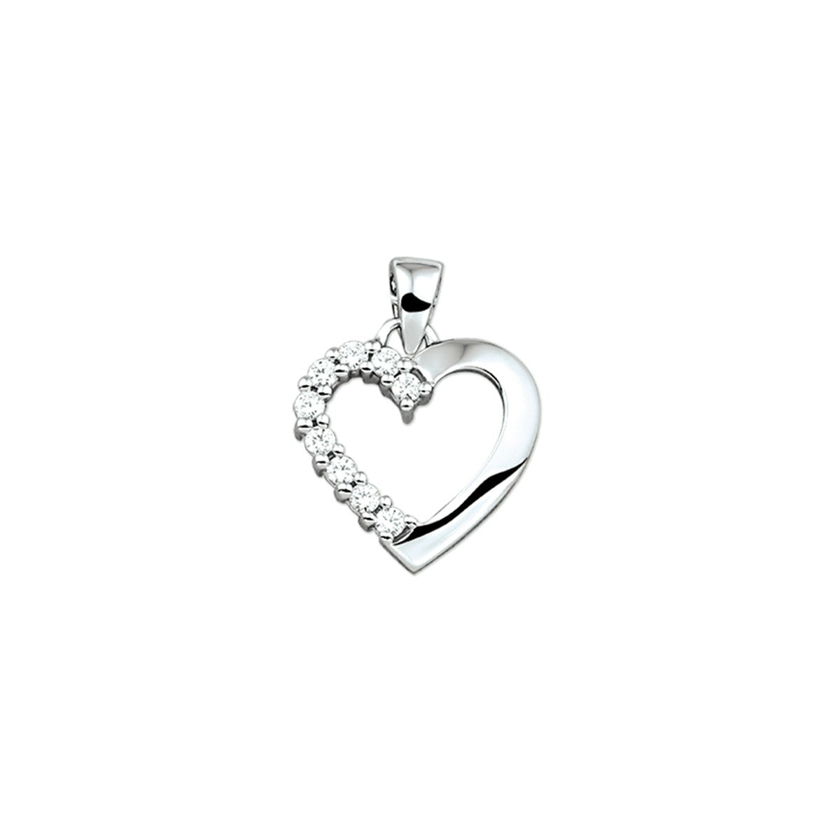 Gerhodineerde zilveren hanger hart zirkonia 1323296 - PansiteNederland.nl