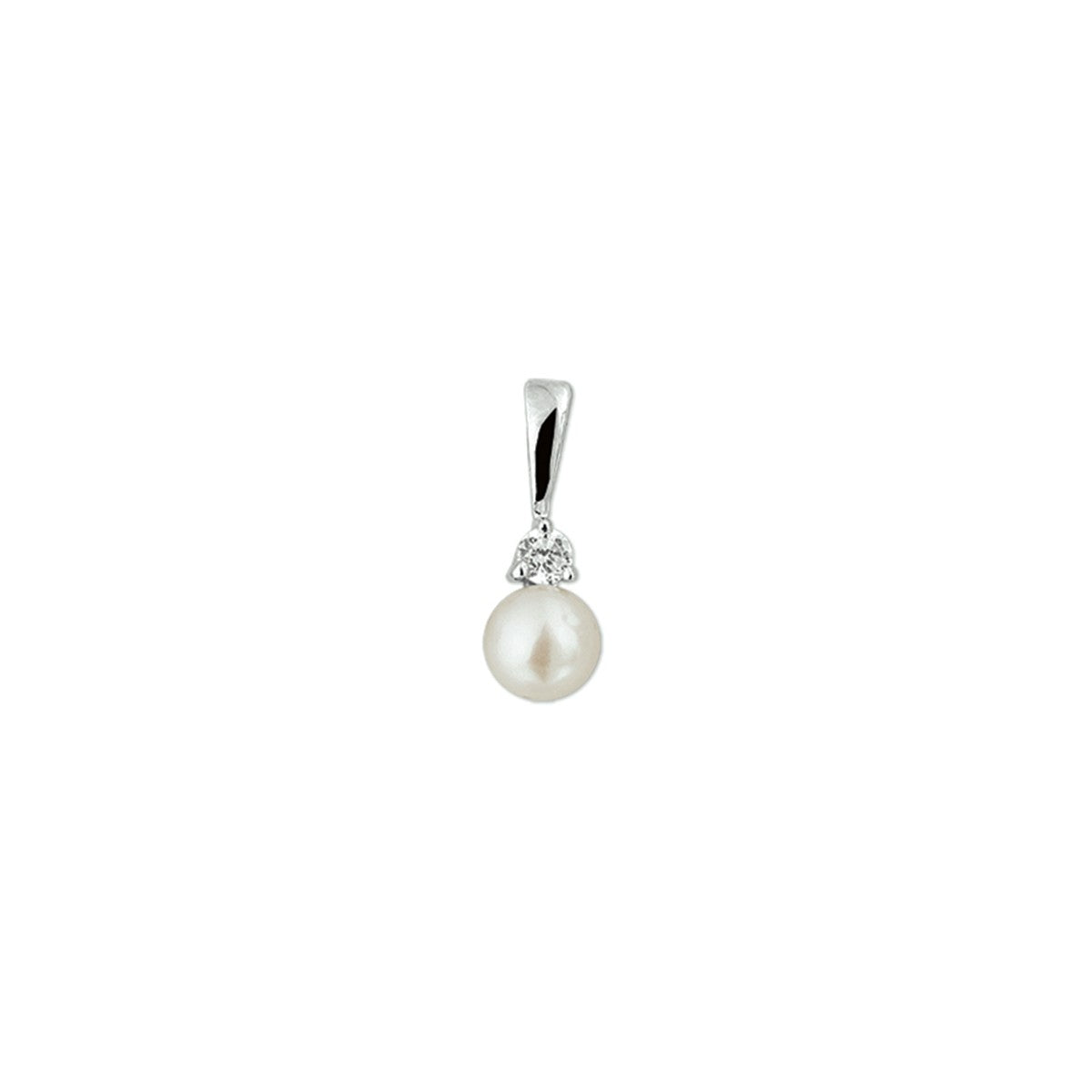zilver gerhodineerd hanger parel en zirkonia 1323330 - PansiteNederland.nl
