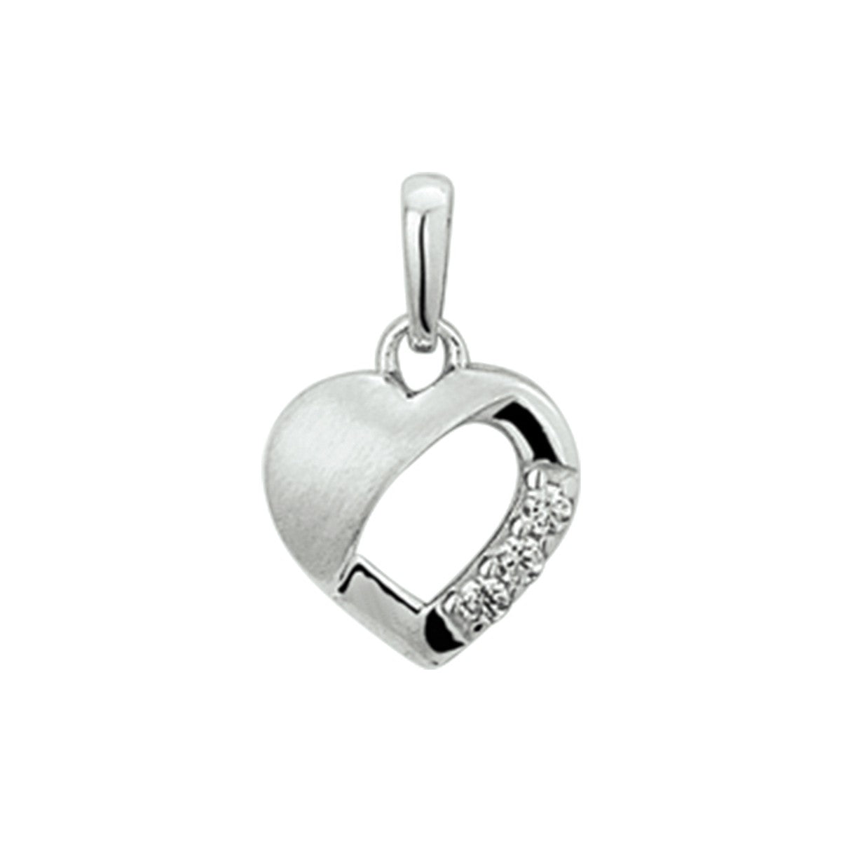 zilver gerhodineerd hanger hart zirkonia poli/mat 1323764 - PansiteNederland.nl