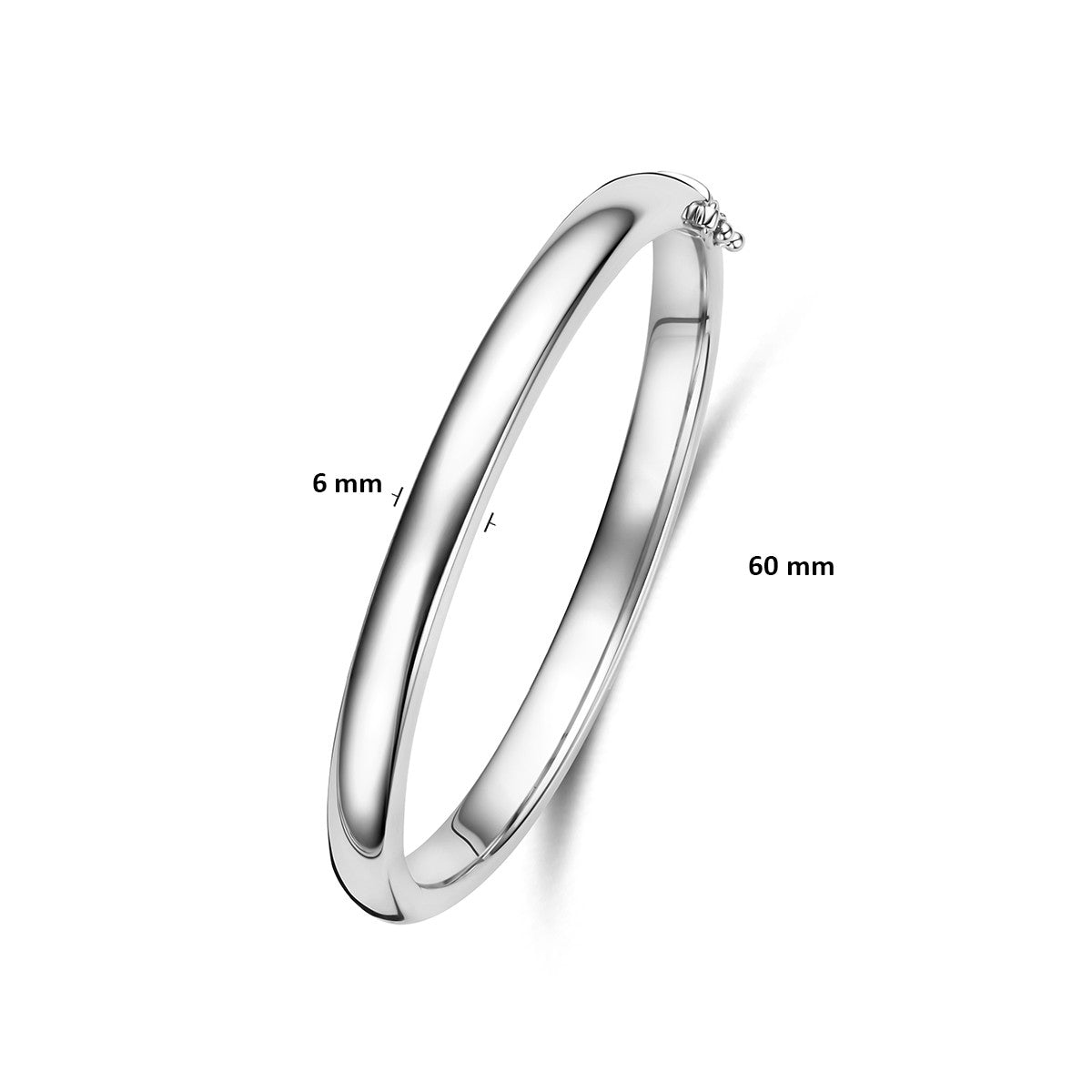 Bangle scharnier 6 mm bolle buis zilver