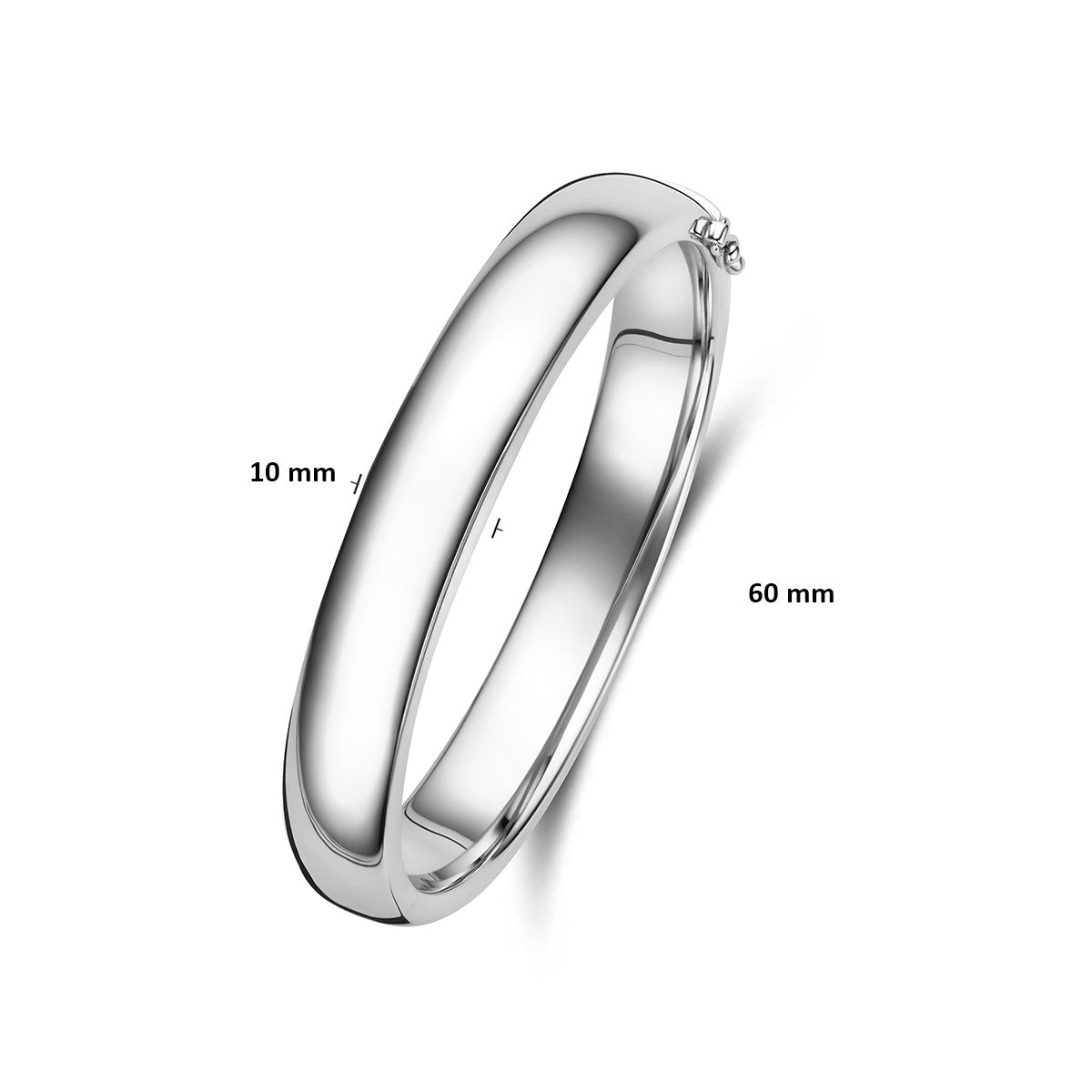 Bangle scharnier 10 mm bolle buis zilver