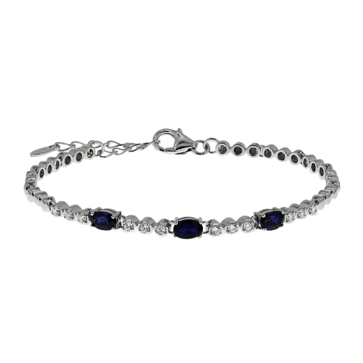 Zilver Gerhodineerd Armband Saffier En Zirkonia 17,5 + 3,5 Cm 1323986 - PansiteNederland.nl