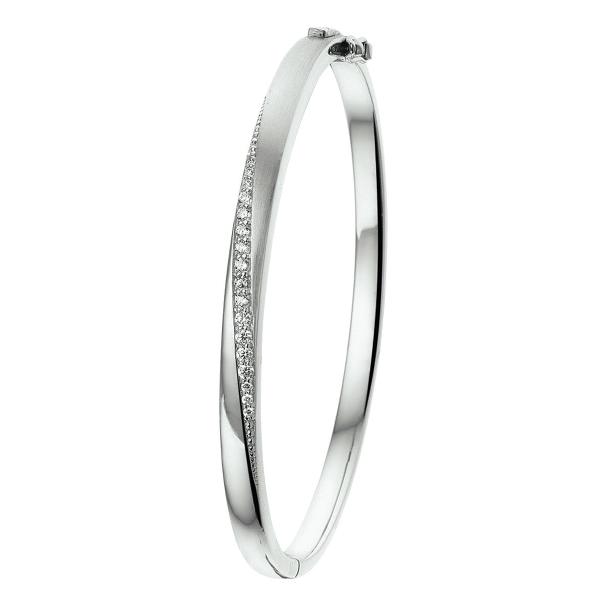 Zilver Gerhodineerd Bangle Scharnier Zirkonia 4,5 X 60 Mm 1324337 - PansiteNederland.nl