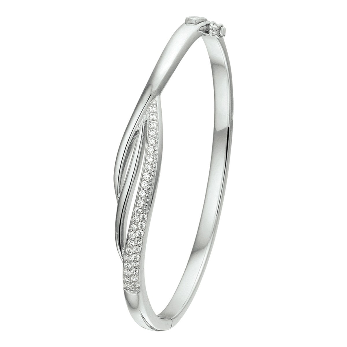 Zilver Gerhodineerd Bangle Scharnier Zirkonia 9 X 60 Mm 1324341 - PansiteNederland.nl