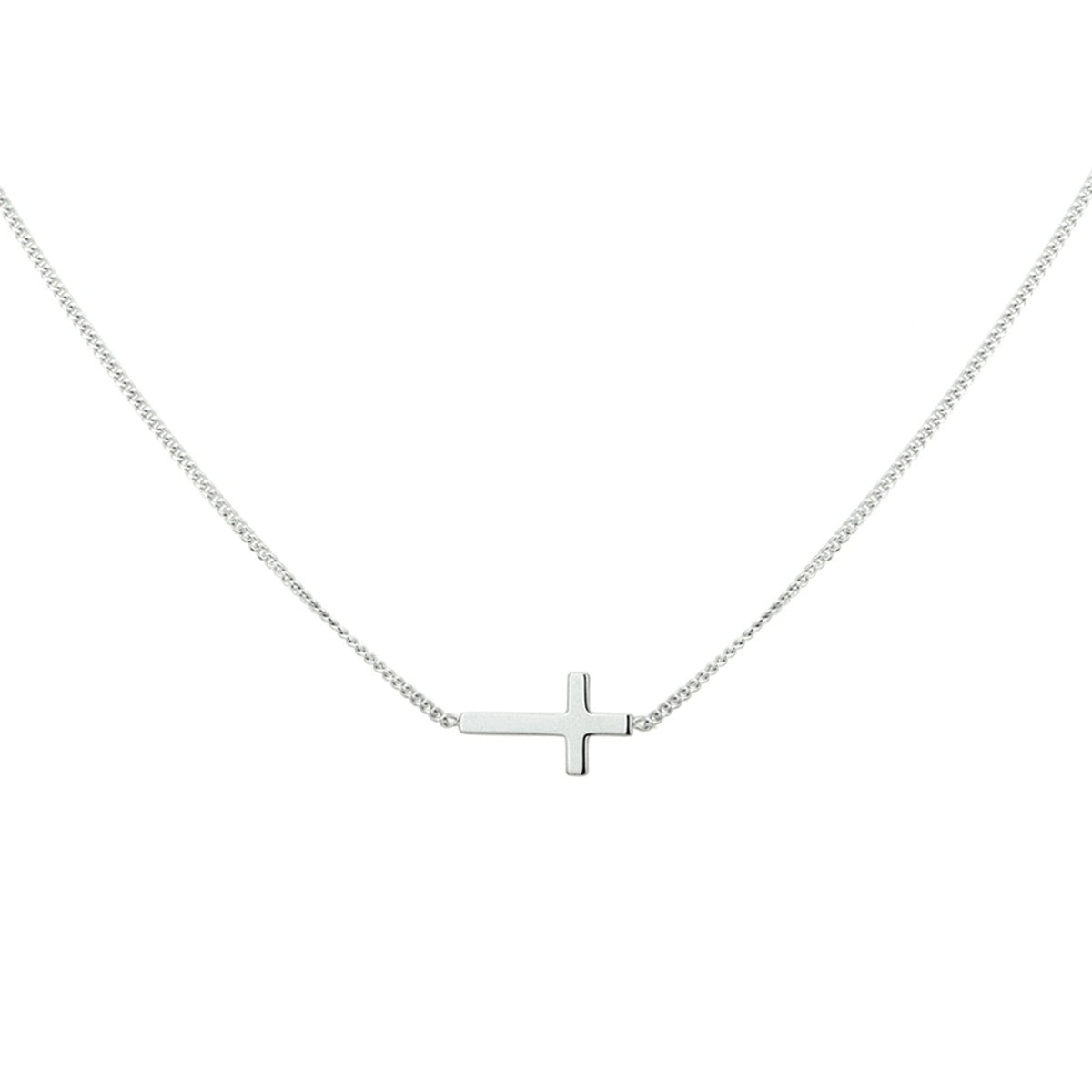 zilver gerhodineerd collier kruis 40 + 5 cm 1324419 - PansiteNederland.nl