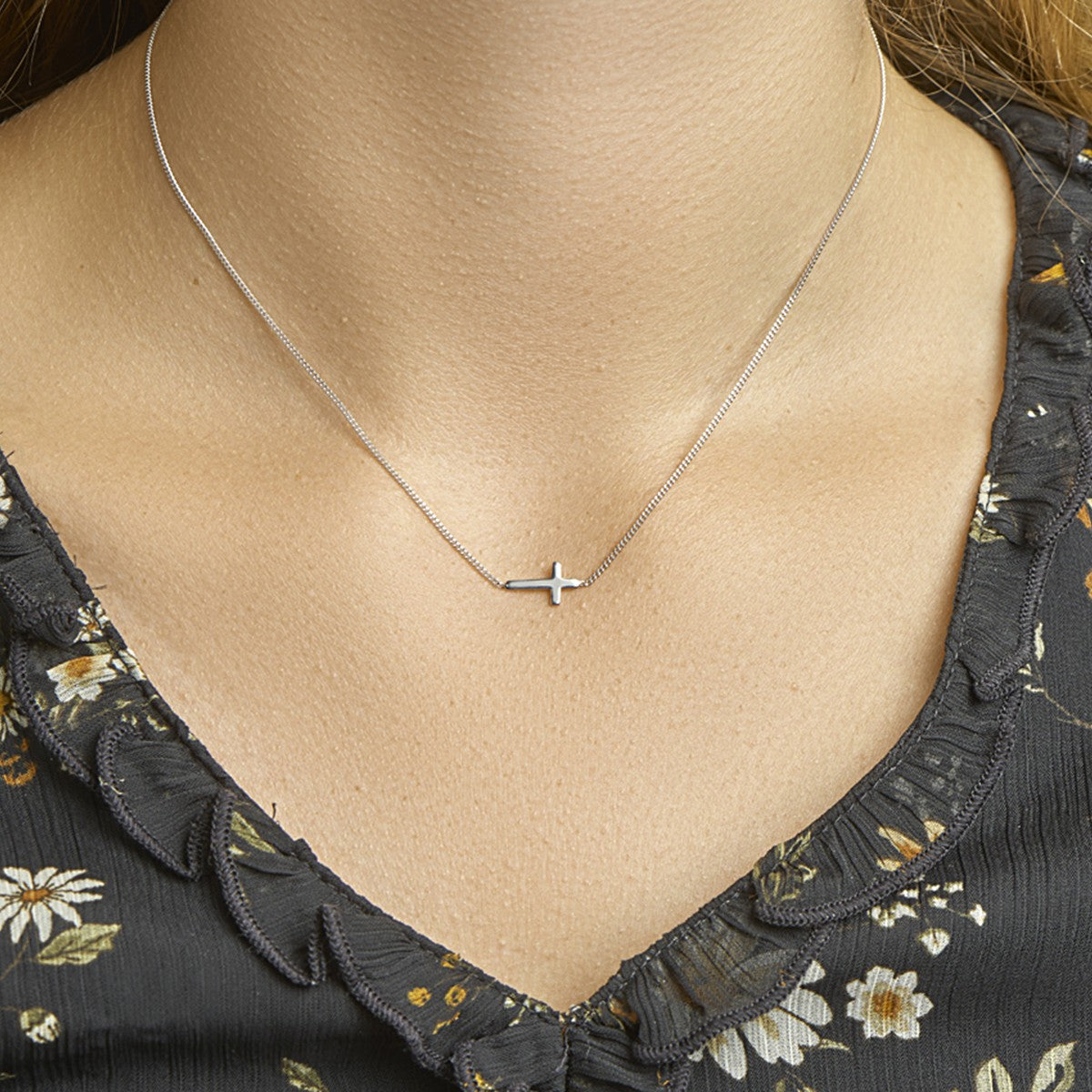 zilver gerhodineerd collier kruis 40 + 5 cm 1324419 - PansiteNederland.nl