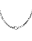 zilver gerhodineerd collier gourmette 7,5 mm 45 cm met groot springslot 1324432 - PansiteNederland.nl