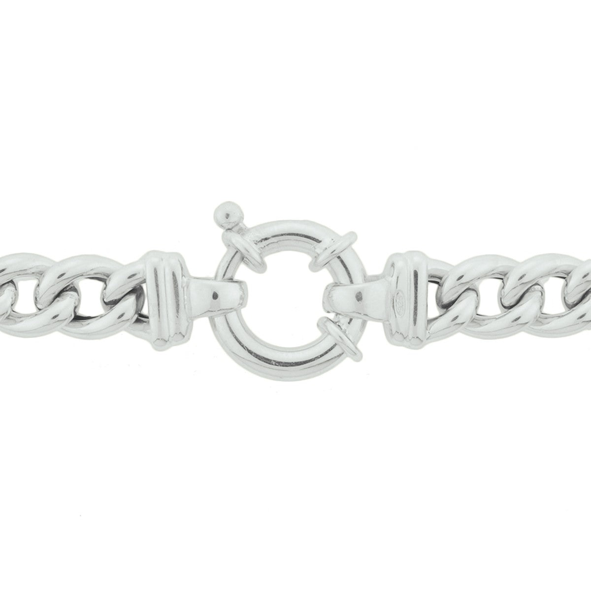 zilver gerhodineerd collier gourmette 7,5 mm 45 cm met groot springslot 1324432 - PansiteNederland.nl