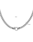 zilver gerhodineerd collier gourmette 7,5 mm 45 cm met groot springslot 1324432 - PansiteNederland.nl