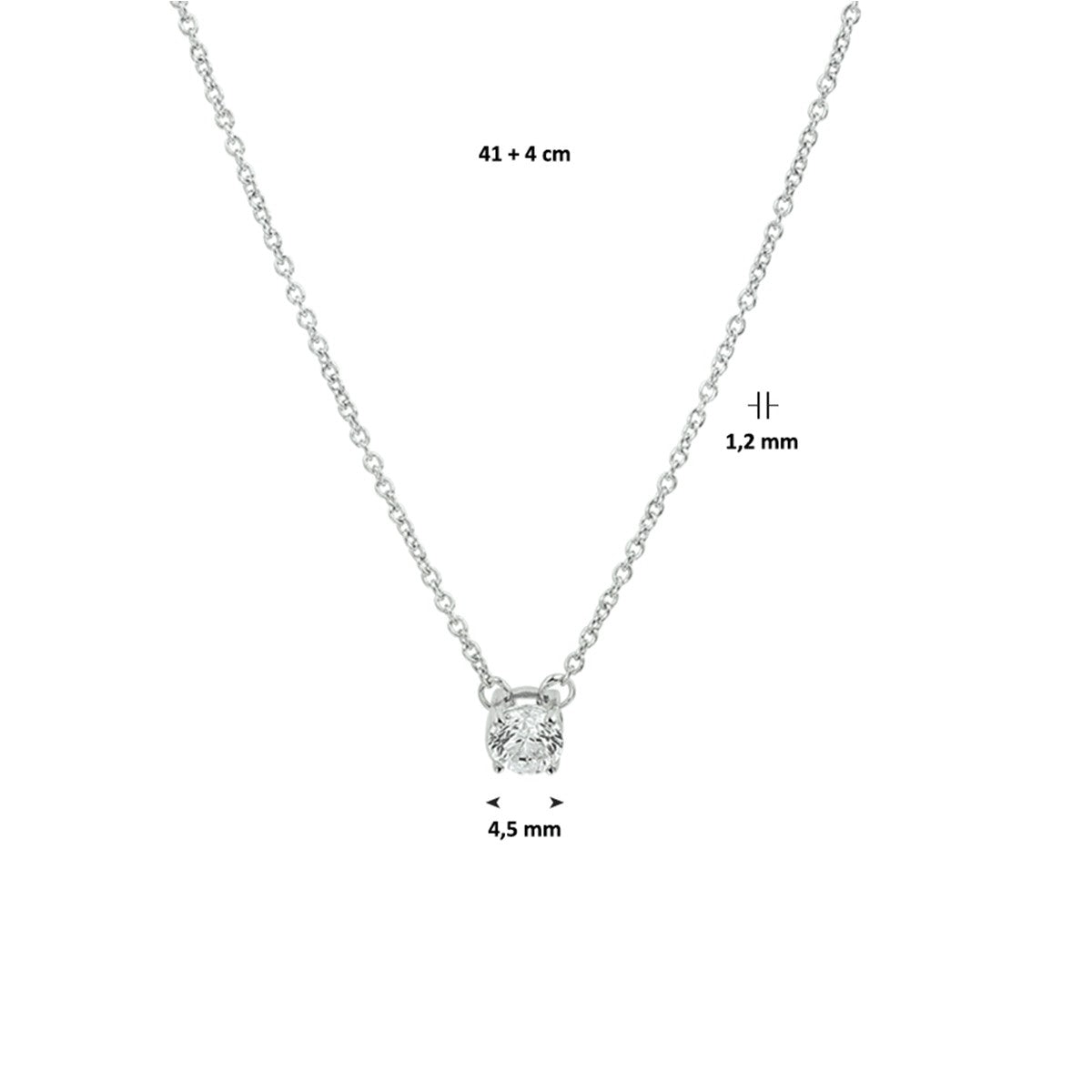 Zilveren ketting zirkonia 1,2 mm 41 + 4 cm zilver gerhodineerd 1324566 - PansiteNederland.nl