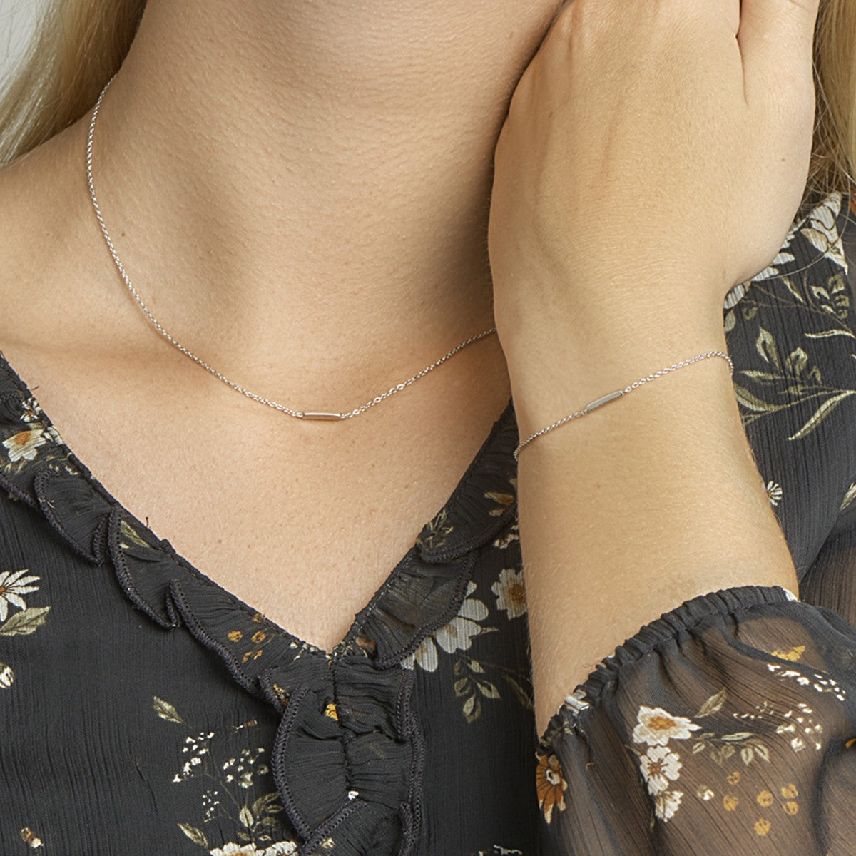 Zilver Gerhodineerd Armband Balkje 1,2 Mm 16 + 2,5 Mm 1324643 - PansiteNederland.nl