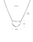 zilver gerhodineerd collier hart 1,5 mm 41 + 5 cm 1324660