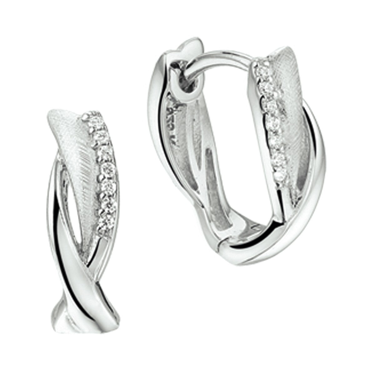 Zilver Gerhodineerd Klapoorringen Gescratcht Zirkonia 1324693 - PansiteNederland.nl