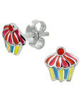 Zilver Gerhodineerd Oorknoppen Cupcake 1324752 - PansiteNederland.nl