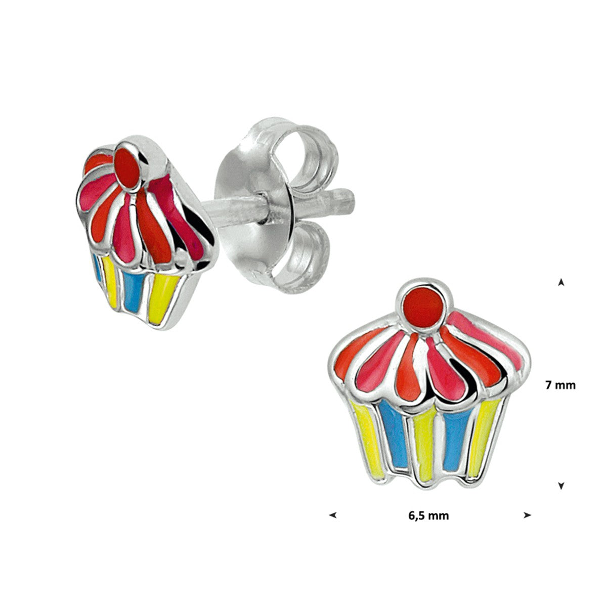 Zilver Gerhodineerd Oorknoppen Cupcake 1324752 - PansiteNederland.nl