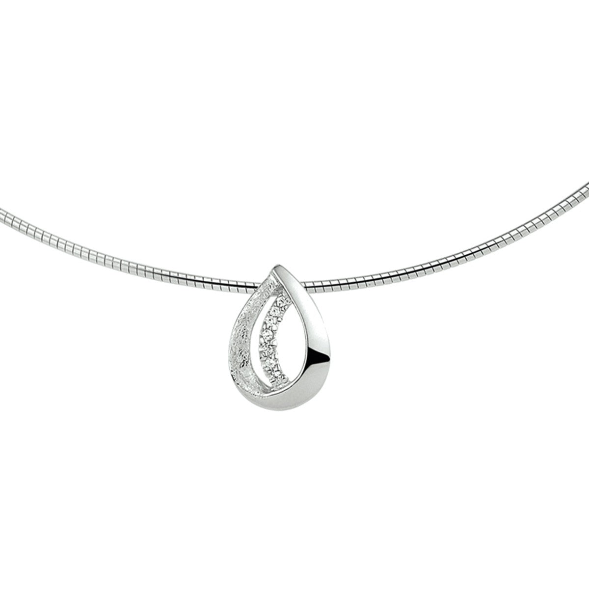 zilver gerhodineerd collier gescratcht zirkonia 45 cm 1324778 - PansiteNederland.nl