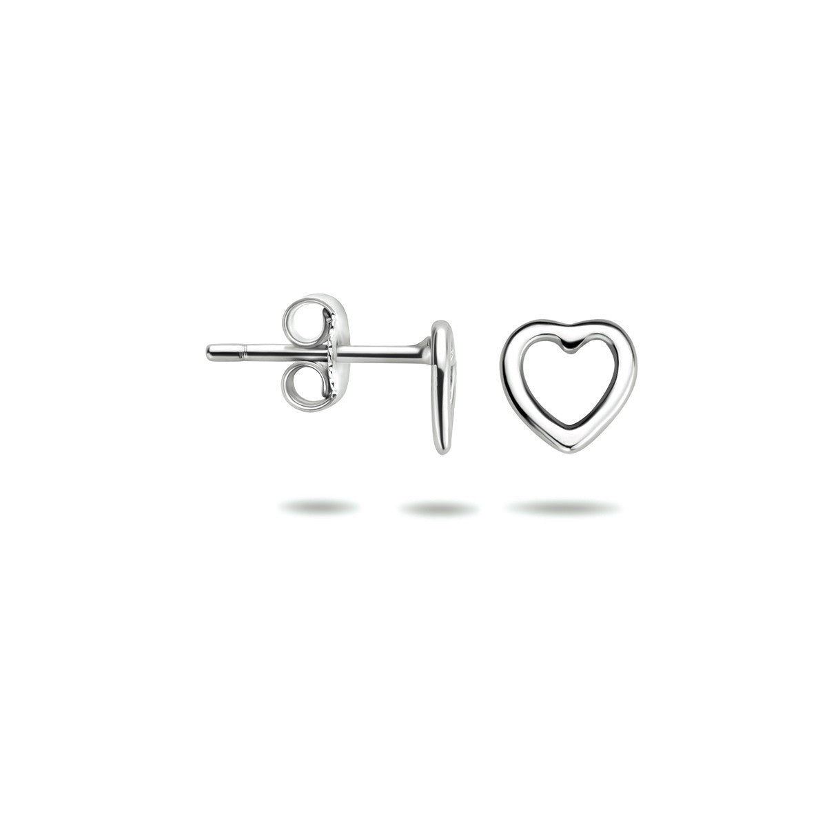 Zilver Gerhodineerd Oorknoppen Hart 1324983 - PansiteNederland.nl