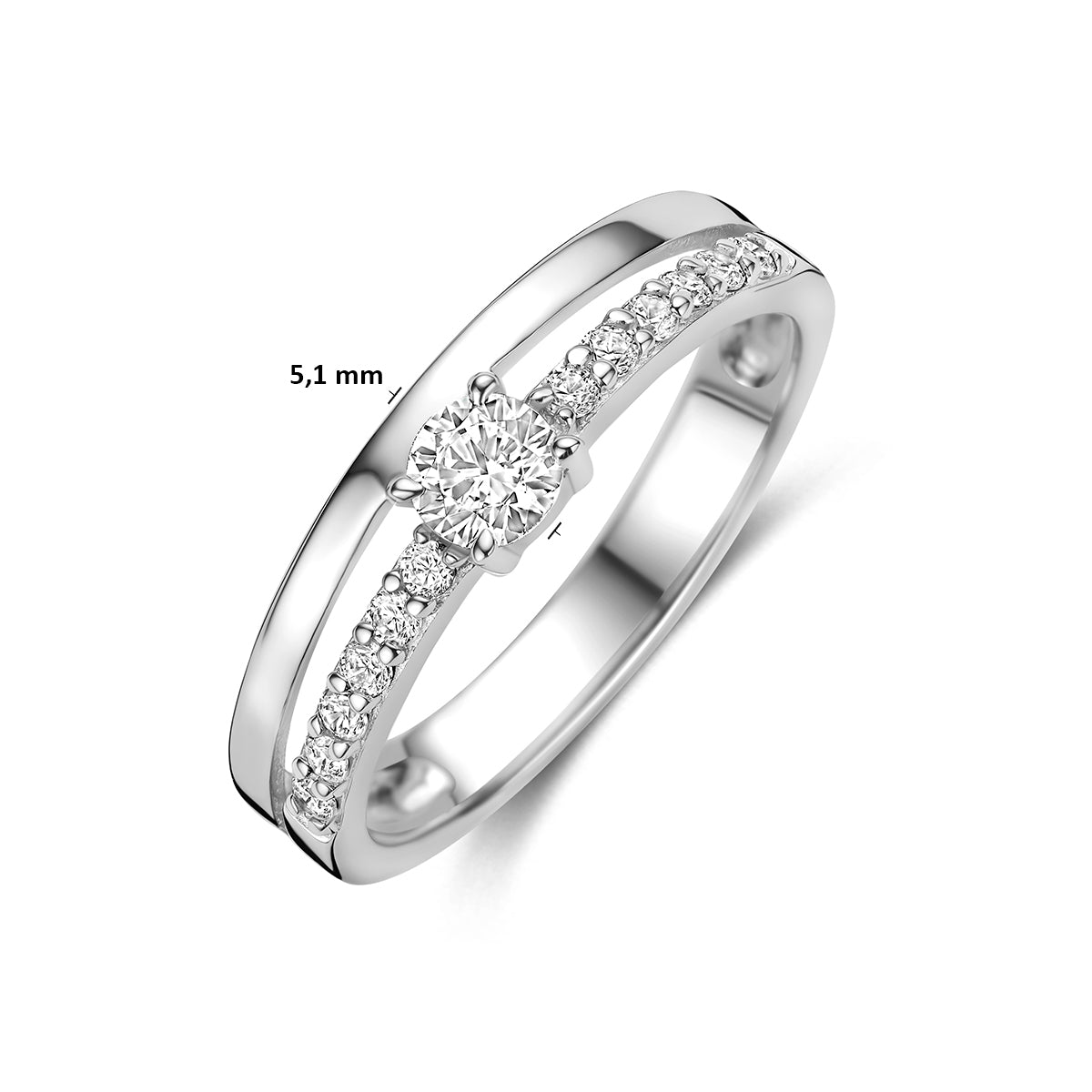 Gerhodineerd Zilveren Ring met Zirkonia