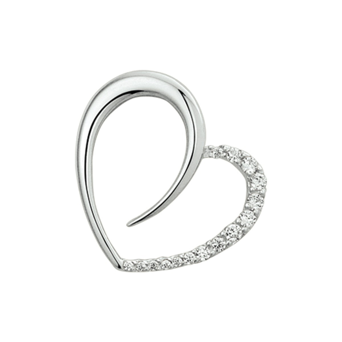 zilver gerhodineerd hanger hart zirkonia 1325214 - PansiteNederland.nl