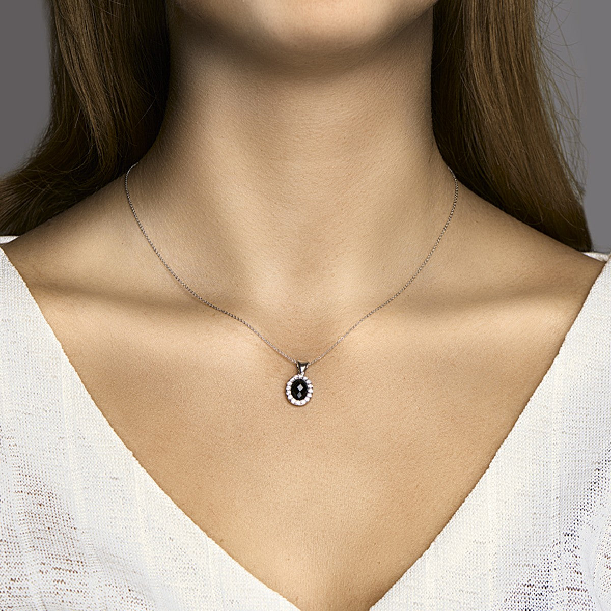 zilver gerhodineerd hanger onyx en zirkonia 1325525 - PansiteNederland.nl