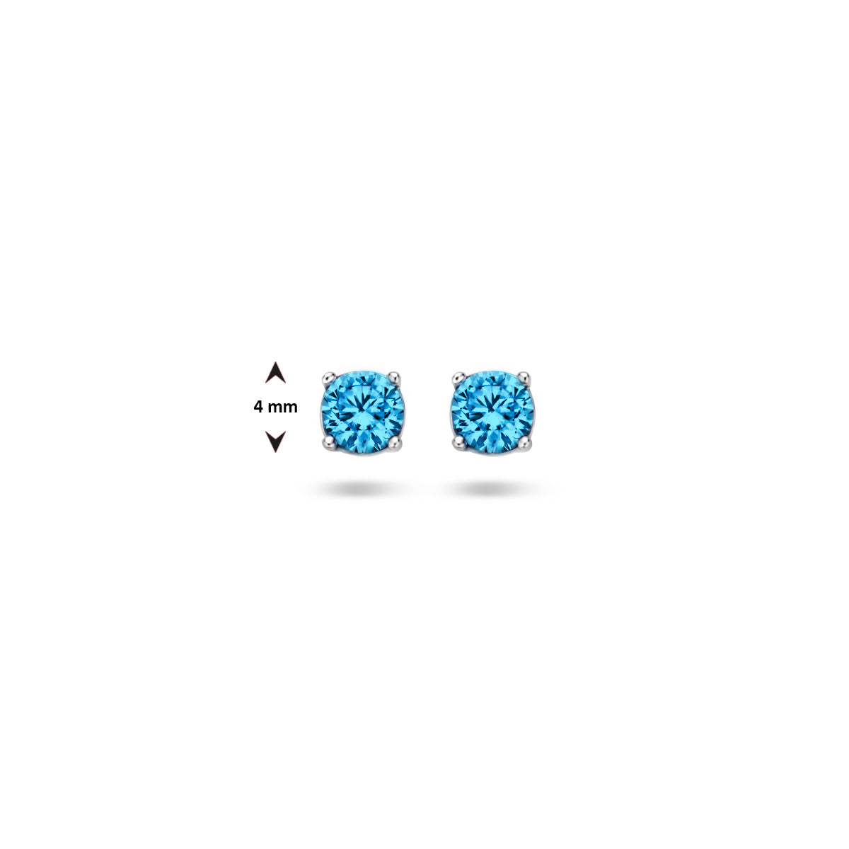 Oorknoppen zirkonia zilver gerhodineerd aqua blauw 4 mm #Kleur_Aqua blauw