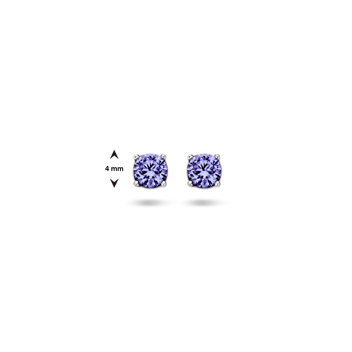 Oorknoppen zirkonia zilver gerhodineerd paars 4 mm #Kleur_Paars