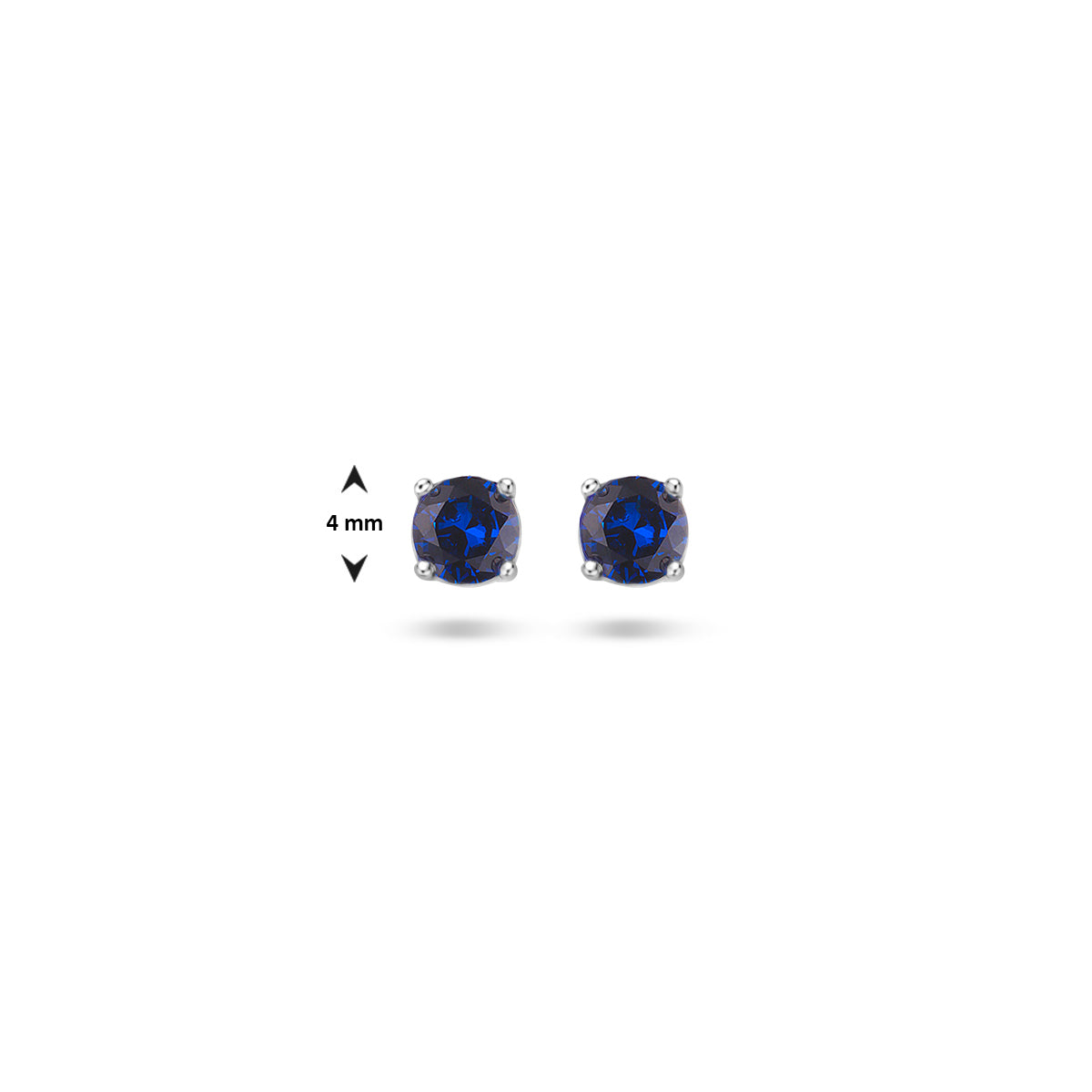 Oorknoppen zirkonia zilver gerhodineerd saffierblauw 4 mm #Kleur_Saffierblauw