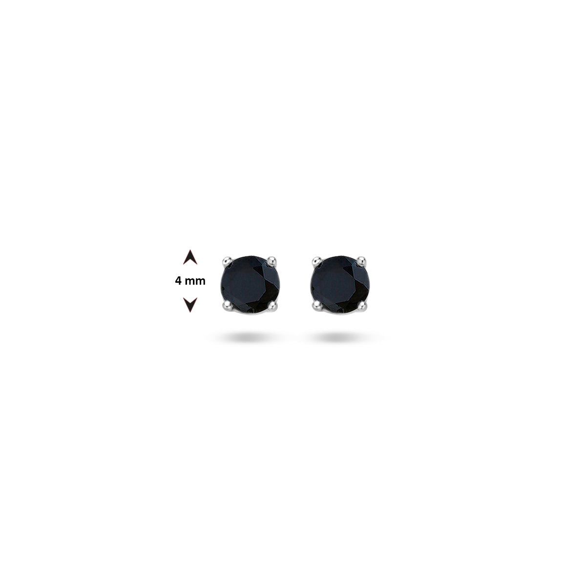 Oorknoppen zirkonia zilver gerhodineerd zwart 4 mm #Kleur_Zwart