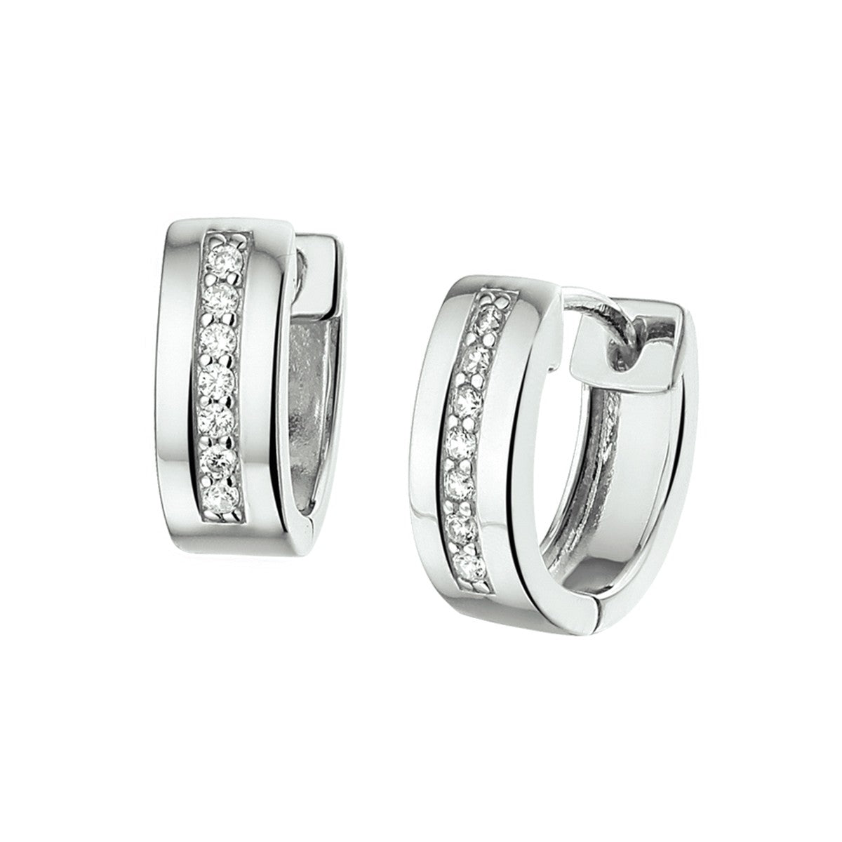Zilver Gerhodineerd Klapoorringen Zirkonia 1325820 - PansiteNederland.nl